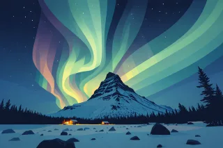 Aurora borealis Northern lights Mountain Stickdatei