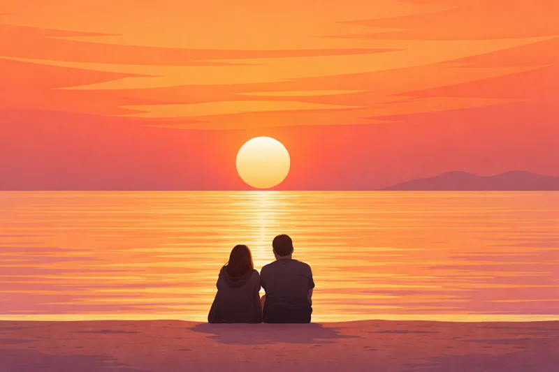 Couple Sunset Beach Stickdatei – Natur