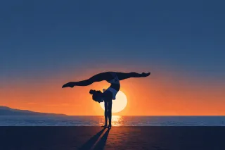 Silhouette Sunset Yoga Stickdatei