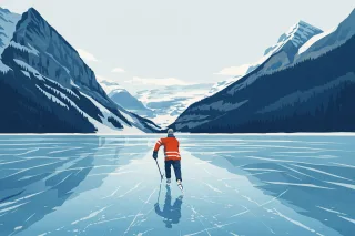 Ice skating Frozen lake Winter Stickdatei