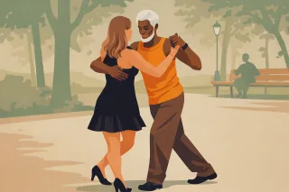 Couple Dancing Park Stickdatei – Herzen & Liebe