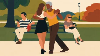 Couple Dancing Park Stickdatei – Herzen & Liebe