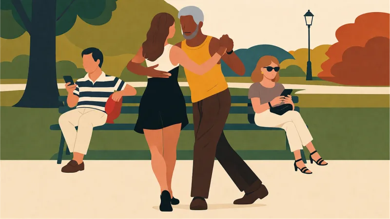 Couple Dancing Park Stickdatei – Herzen & Liebe