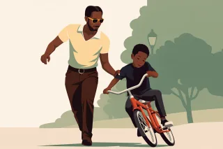 Father Child Bicycle Stickdatei