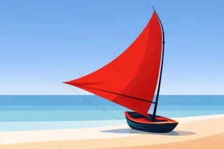 Sailboat Boat Red sail Stickdatei