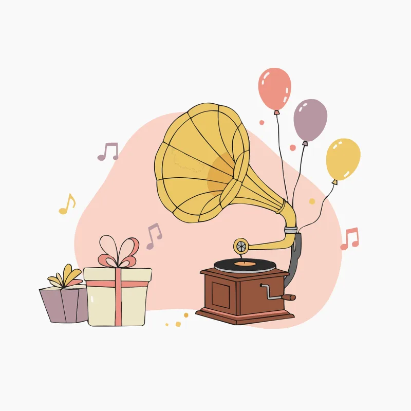 Record Phonograph Music Stickdatei – Herzen & Liebe