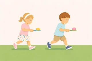 Easter Egg and spoon race Kids Stickdatei