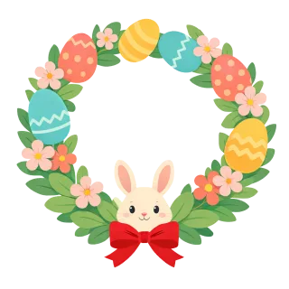 Easter Easter wreath Bunny Stickdatei