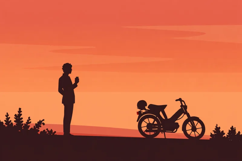 Sunset Silhouette Motorcycle Stickdatei – Fahrzeuge