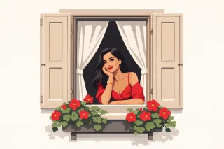Window Flower background Woman Stickdatei – Herzen & Liebe