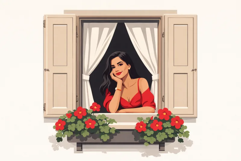 Window Flower background Woman Stickdatei – Herzen & Liebe