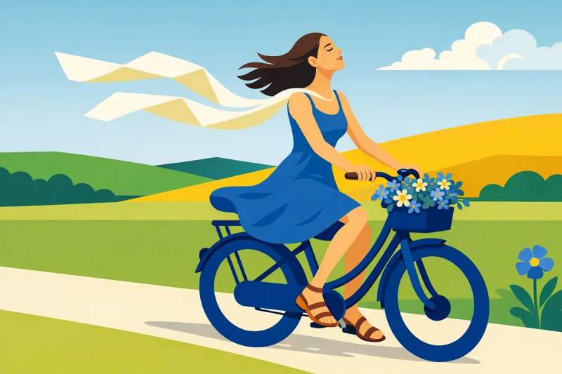 Woman Bicycle Spring Stickdatei – Fahrzeuge