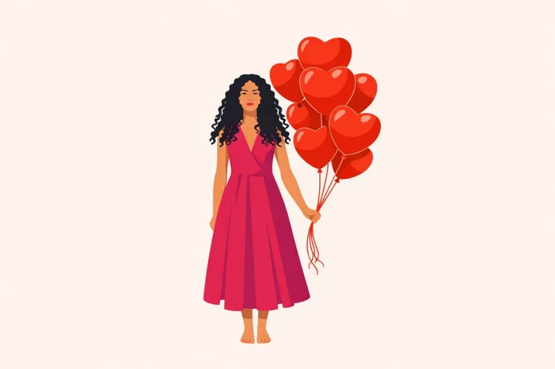 Woman Balloons Heart Stickdatei – Kinder