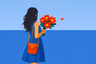 Spring Woman Flowers Stickdatei