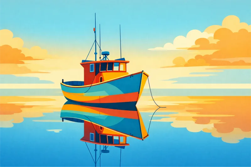 Boat Fishing boat Sunset Stickdatei – Natur