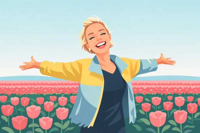 Woman Spring Tulip field Stickdatei – Blumen