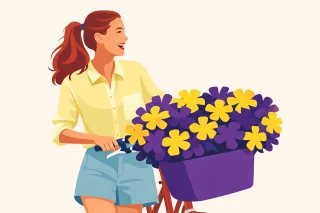 Spring Bicycle Flowers Stickdatei – Blumen