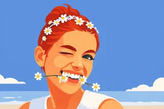 Spring Redhead Woman Stickdatei – Blumen