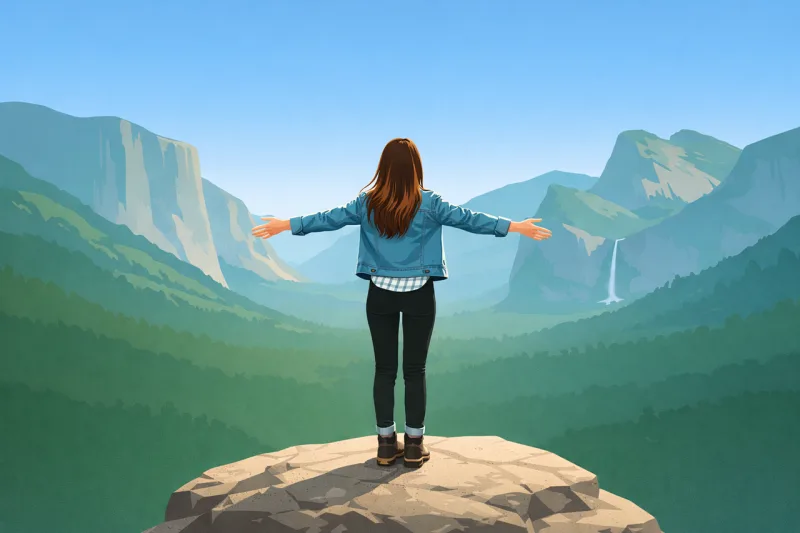 Freedom Woman Mountain Stickdatei – Natur