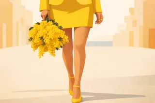 Spring Mimosa Yellow flowers Stickdatei