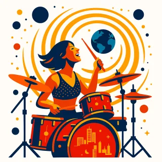 Music Drummer Drumkit Stickdatei
