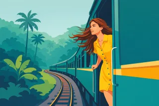 Woman Train Travel Stickdatei