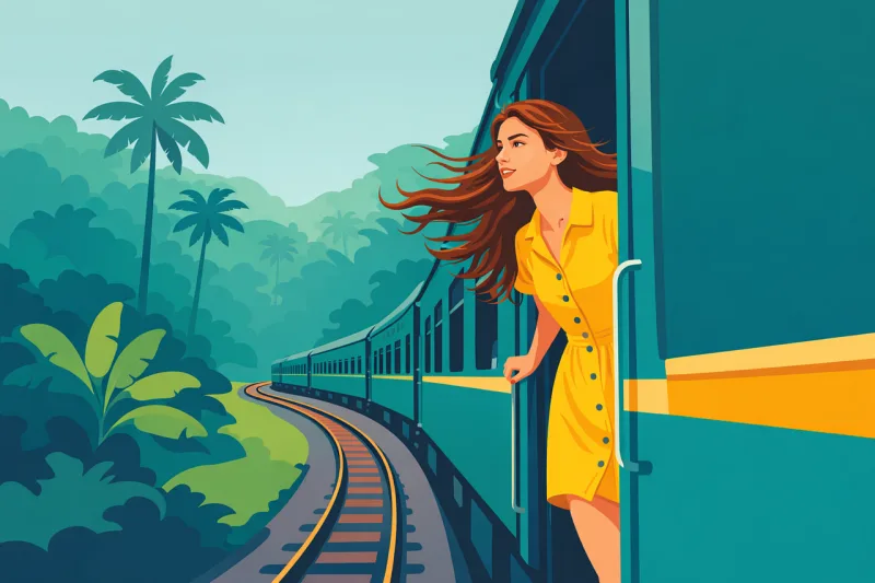 Woman Train Travel Stickdatei – Fahrzeuge