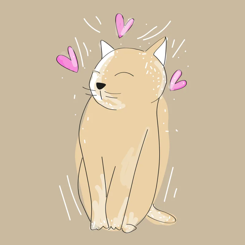 Cartoon Cat Heart Stickdatei – Herzen & Liebe