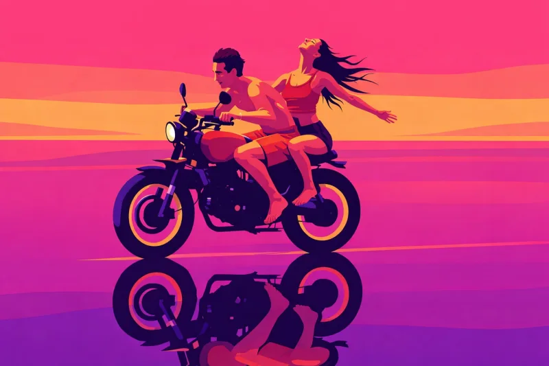 Freedom Couple Motorcycle Stickdatei – Fahrzeuge