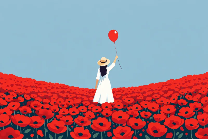 Poppy field Spring Woman Stickdatei – Blumen