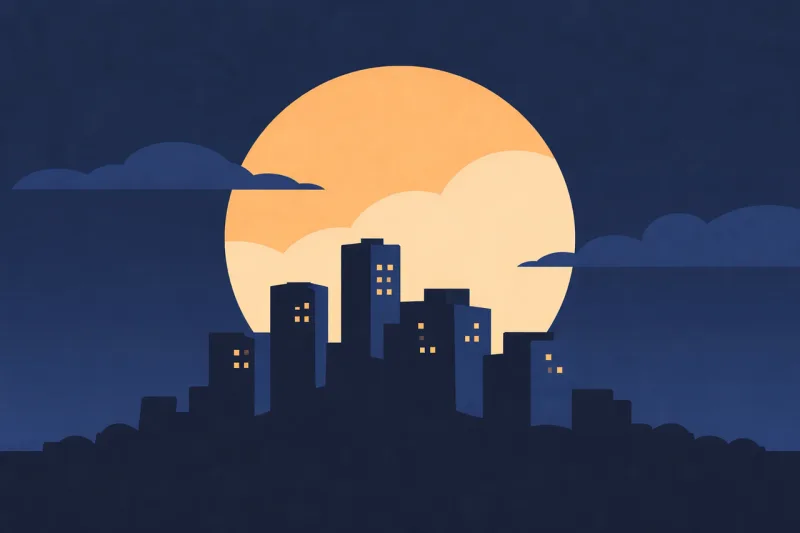 City skyline Night city Moon Stickdatei – Natur