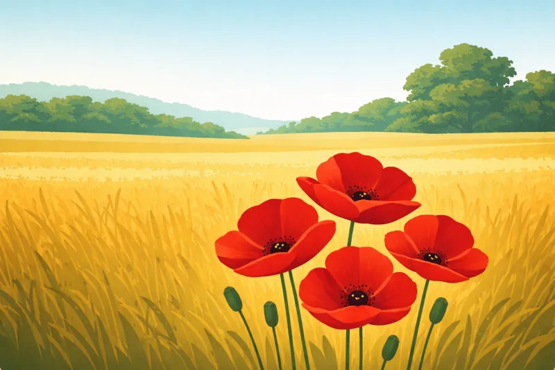 Spring Spring landscape Poppy field Stickdatei – Blumen