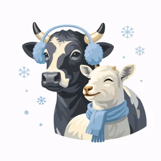 Cow Goat Winter Stickdatei – Weihnachten