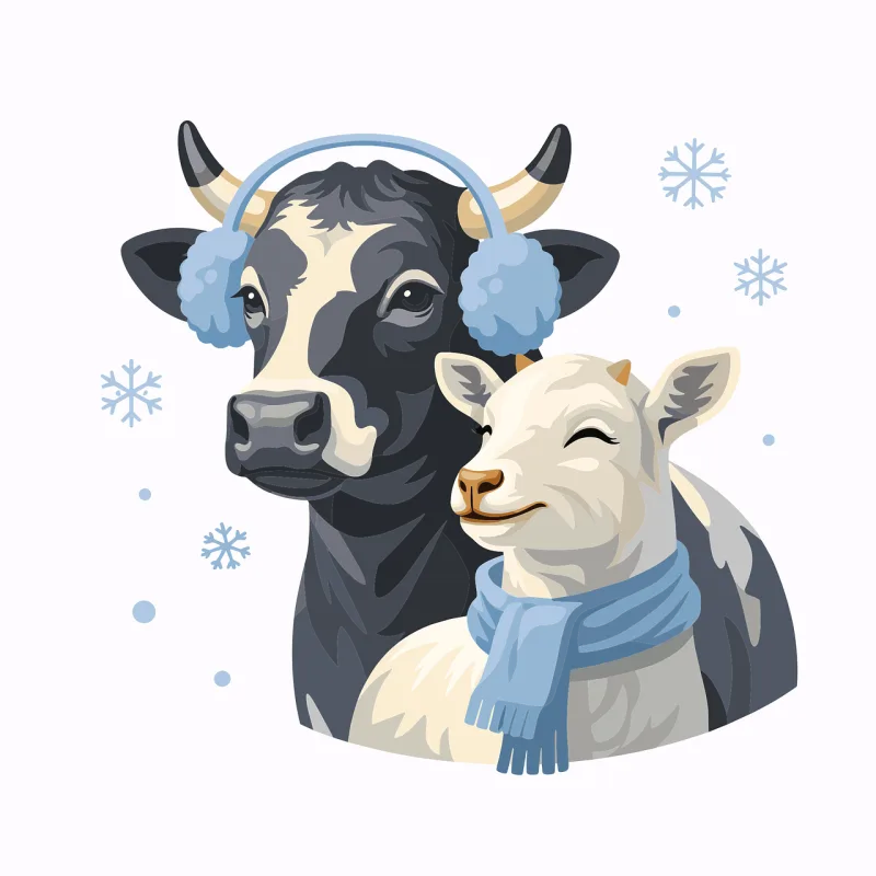 Cow Goat Winter Stickdatei – Weihnachten