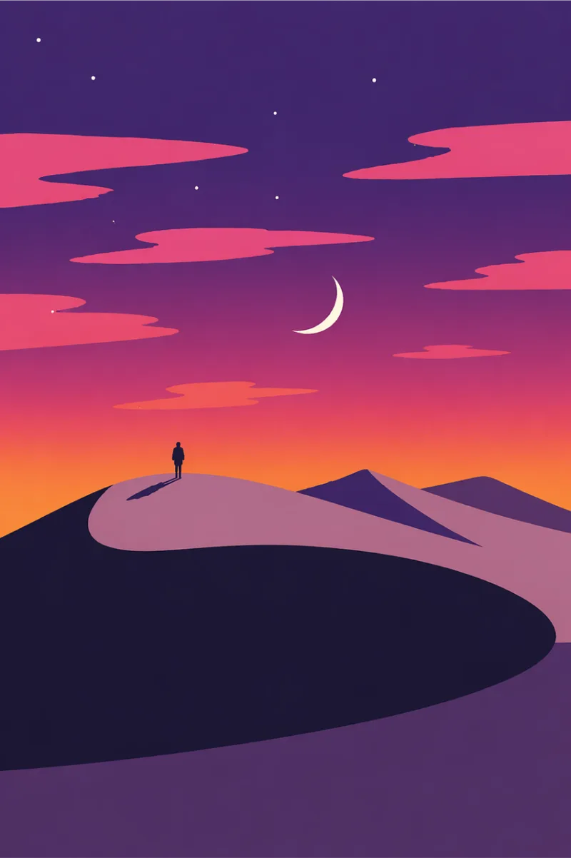 Desert Night Moon Stickdatei – Natur