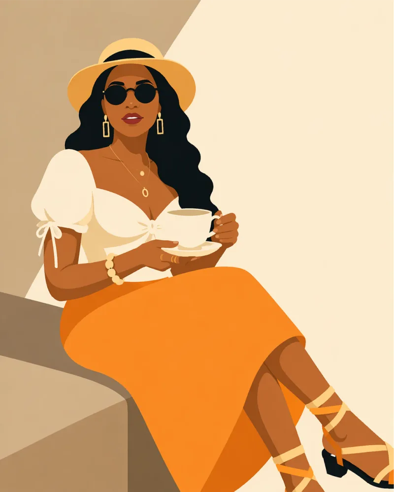 Woman Coffee Fashion Stickdatei – Essen & Trinken