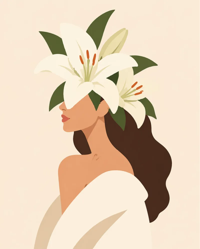 Woman Portrait Beautiful flowers Stickdatei – Blumen