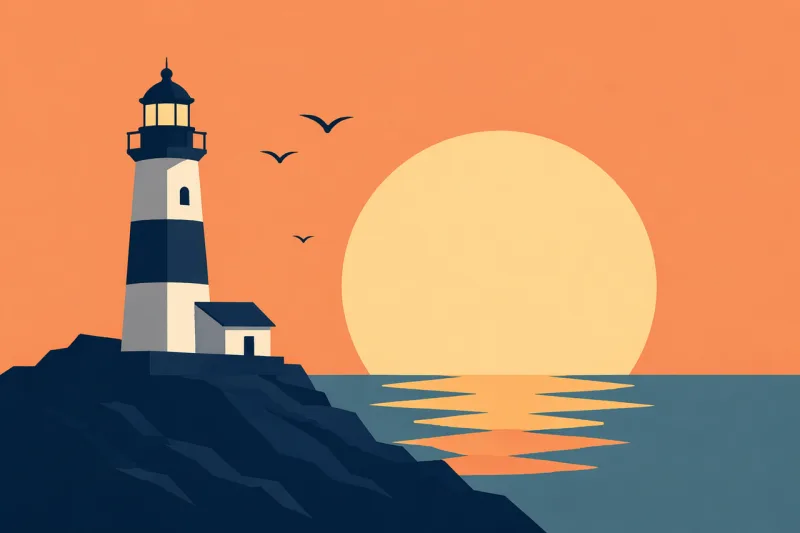 Lighthouse Sunset Sea Stickdatei – Natur