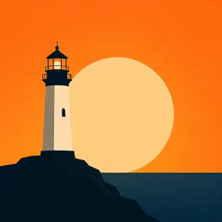 Lighthouse Silhouette Sunset Stickdatei – Natur