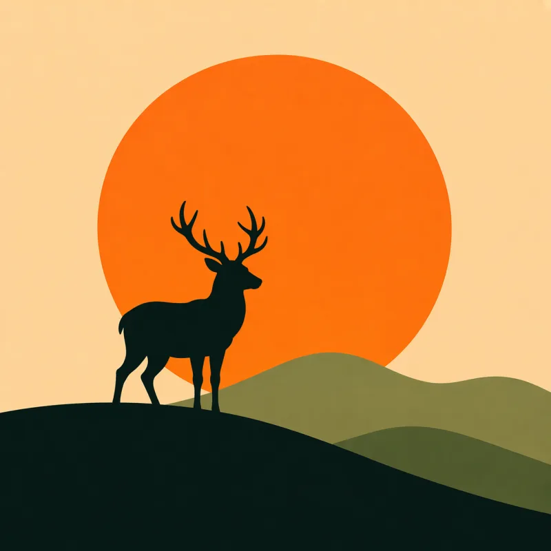 Deer Silhouette Sunset Stickdatei – Tiere