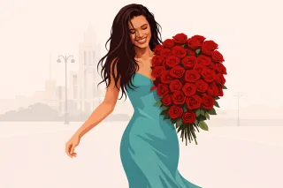 Roses Red roses Woman Stickdatei