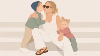 Mother Children Hug Stickdatei