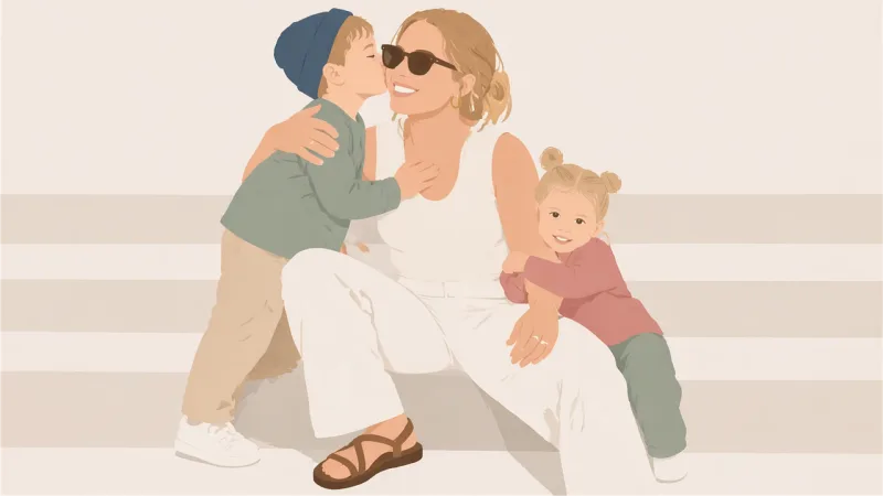 Mother Children Hug Stickdatei – Herzen & Liebe