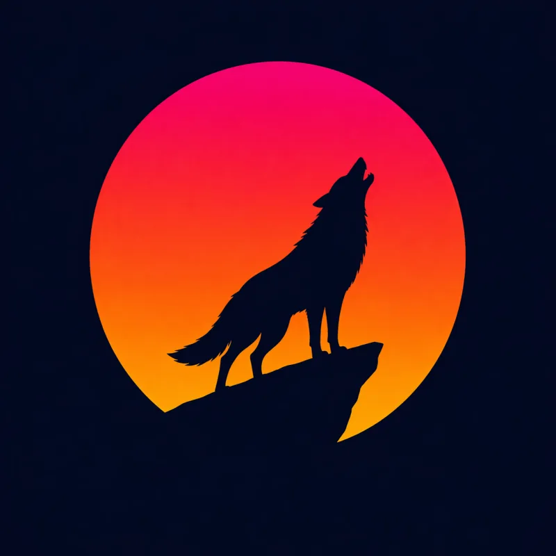 Wolf Howling Silhouette Stickdatei – Natur