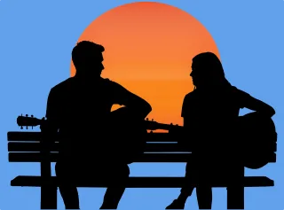 Silhouette Guitar Couple Stickdatei