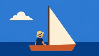 Boy Sailboat Nature Stickdatei