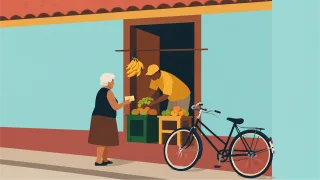 Market Fruit Vendor Stickdatei