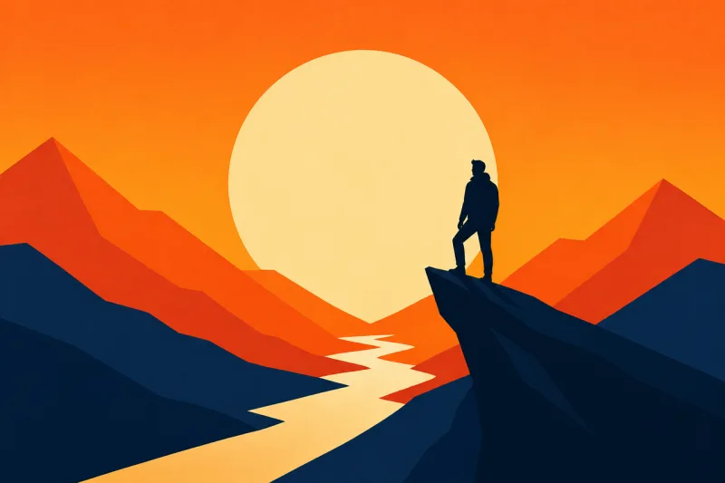 Sunset Mountain Landscape Stickdatei – Natur