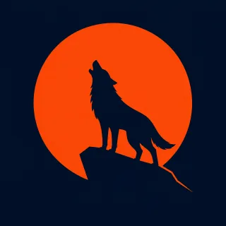 Wolf Silhouette Full moon Stickdatei