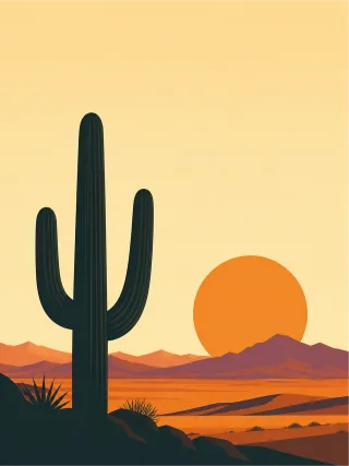 Cactus Desert Sunset Stickdatei
